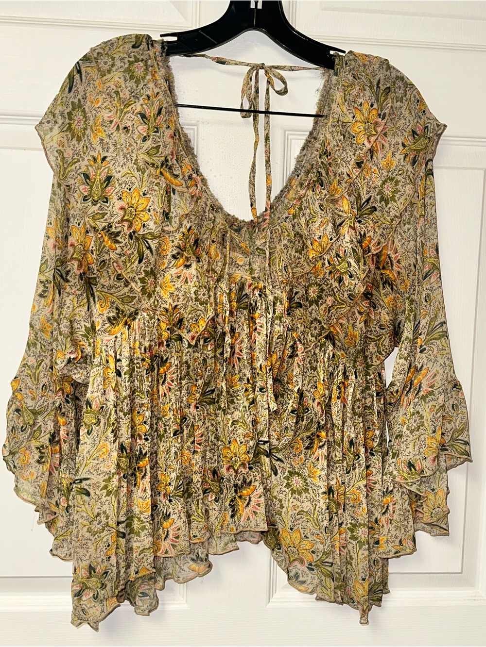NWT Ted Baker EADIEE Gathered Printed Blouse